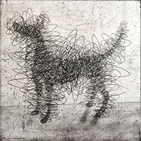 Mychael Barratt 'Gormley's Dog' limited etching (framed) 22x22cm