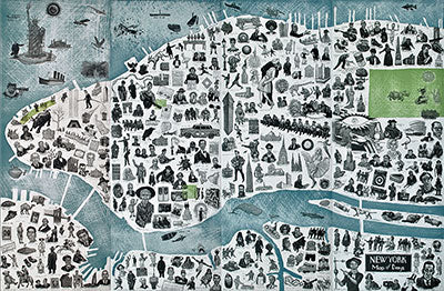 Mychael Barratt 'New York Map of Days' etching 100x64cm (unframed)