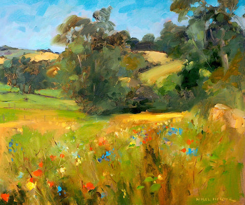 Nigel Fletcher 'Wild Flowers in the Valley' oil on canvas 30x36cm