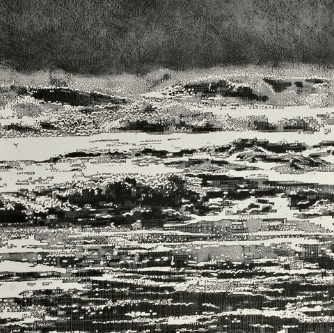Trevor Price 'Storm Waves II' drypoint & engraved relief 35.5x35.5cm (unframed)