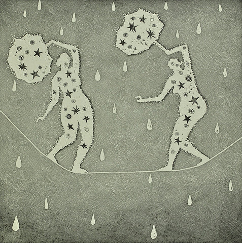 Trevor Price 'High Wire Rain Shower' limited edition etching 34x34cm (unframed)