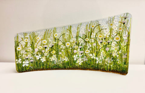 Vanda Zebrak and Peter Smyth ‘Meadow Flowers’ glass 20x37cm