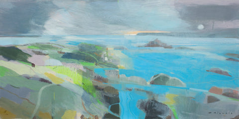 Fiona Millais 'November Bay' acrylic on panel 30x60cm