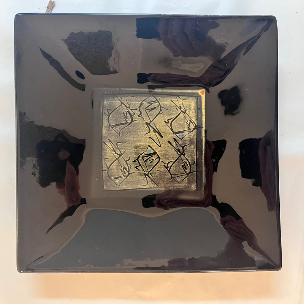 Françoise Dufayard 'Square wall plate' ceramic available to purchase at Iona House Gallery in-store and online.