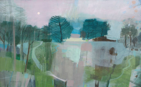 Fiona Millais 'Into the Evening Quiet' acrylic on canvas 51x82cm