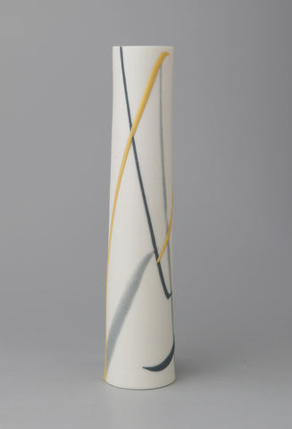 Ali Tomlin 'Yellow and Grey Splash Stem Vase’ (AT32) ceramic H14xD3cm