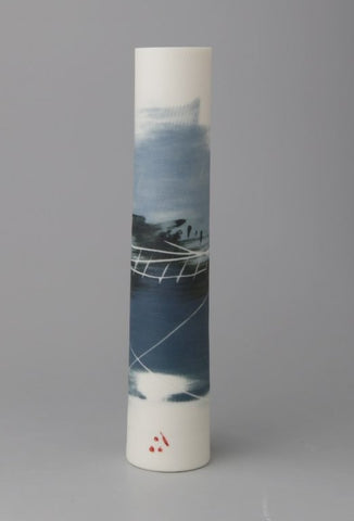 Ali Tomlin ‘Blues Scene Stem Vase’ (AT33) ceramic H14xD3cm