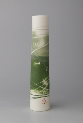 Ali Tomlin ‘Two Greens Stem Vase’ (AT42) ceramic H14xD3cm