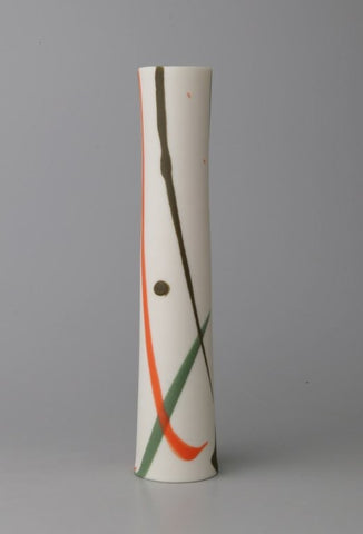 Ali Tomlin 'Orange and Green Splash Stem Vase’ (AT49) ceramic H14xD3cm