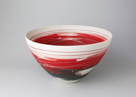 Ali Tomlin ‘Smaller Rounded Bowl (red and black)’ AT60 porcelain