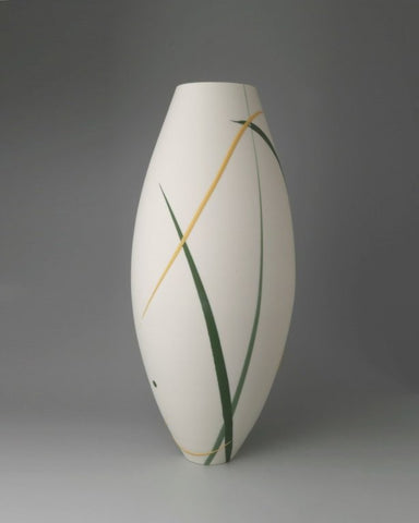 Ali Tomlin ‘Oval Vase (green and yellow splash)’ AT63 porcelain