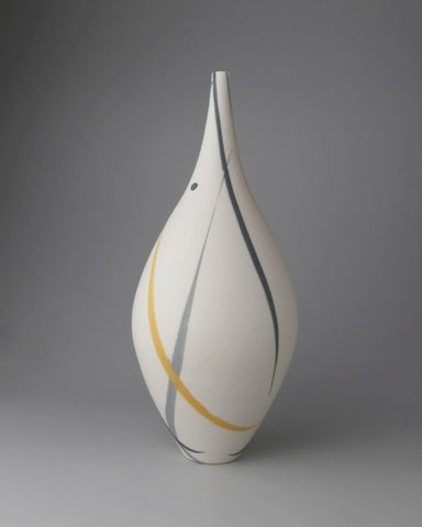 Ali Tomlin ‘Teardrop Vase (grey and yellow splash)’ AT66 porcelain