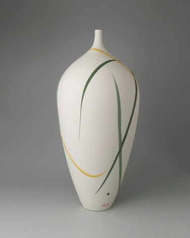 Ali Tomlin ‘Teardrop Vase (green and yellow splash)’ AT67 porcelain