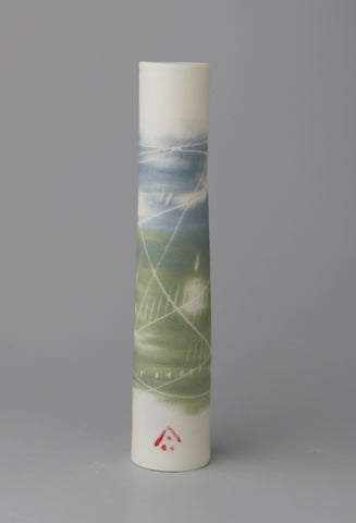 Ali Tomlin 'Stem Vase - Misty Blue and Green' ceramic (AT73) H14xD3cm