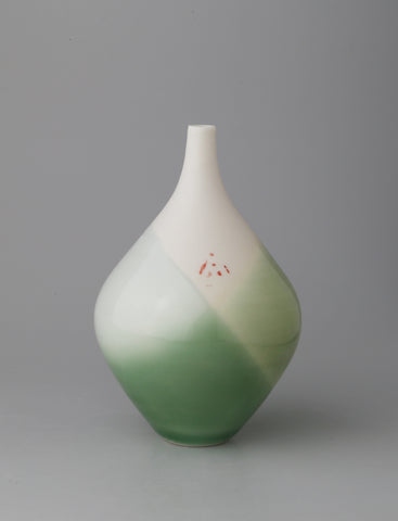 Ali Tomlin 'Bud Vase - Celadon and Copper' ceramic (AT81) H10.5xD6cm