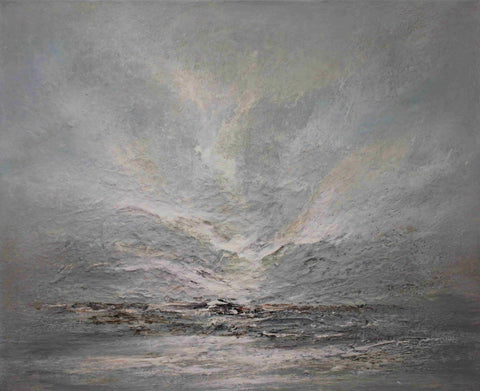 Adrian Walker 'Steel Grey Sky, West Wittering' oil on canvas 81.5x100cm