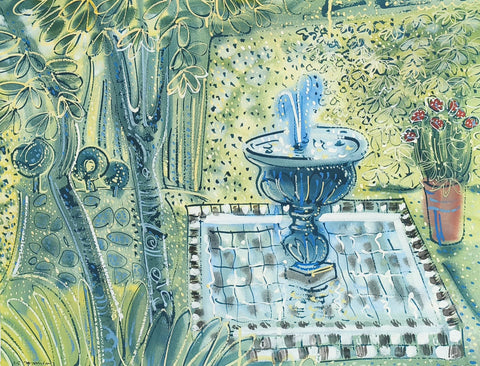 Alan Halliday 'Fountain at Villa Mabrouka, Tangier' watercolour and gouache 56x76cm