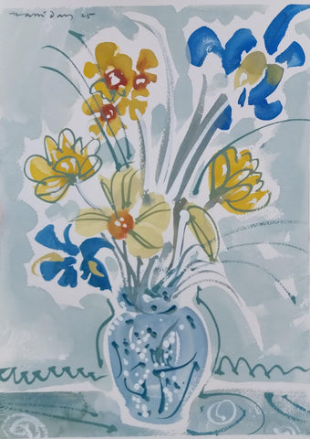 Alan Halliday 'Still Life at Les Pailles' watercolour and gouache 38x28cm