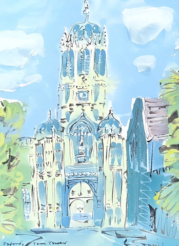 Alan Halliday 'Tom Tower, Christ Church, Oxford, from Pembroke Street' gouache 38x28cm £495