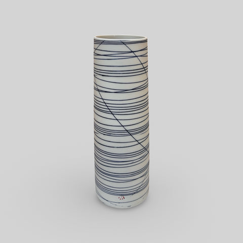 Ali Tomlin ‘Blue Lines Cylinder Vase’ (AT31) ceramic H26cm