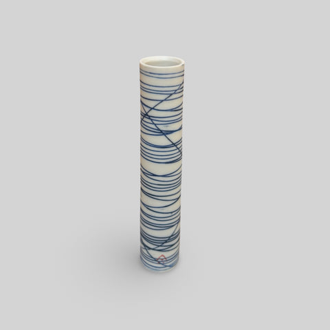 Ali Tomlin ‘Blue Lines Single Stem Vase’ (AT23) ceramic H14xD3cm