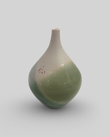 Ali Tomlin 'Bud Vase - Celadon and Copper' ceramic (AT81) H10.5xD6cm
