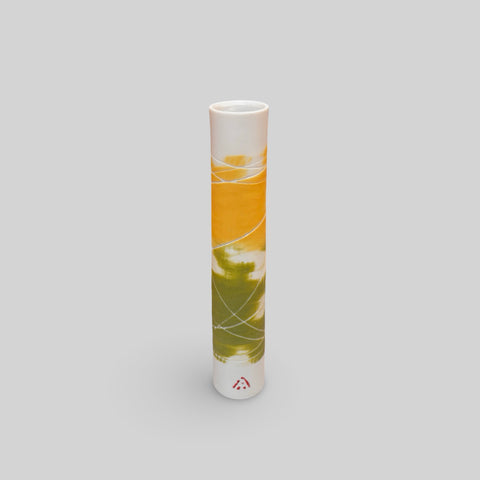 Ali Tomlin ‘Ochre & Moss Single Stem Vase’ (AT19) ceramic H14xD3cm