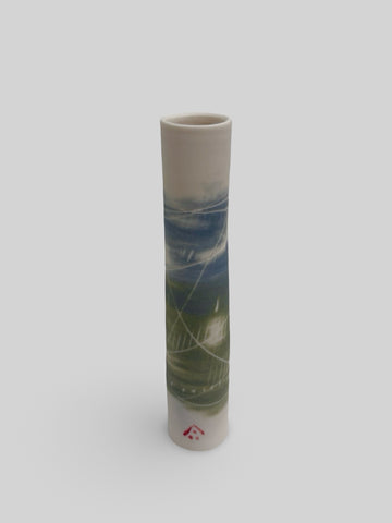 Ali Tomlin 'Stem Vase - Misty Blue and Green' ceramic (AT73) H14xD3cm