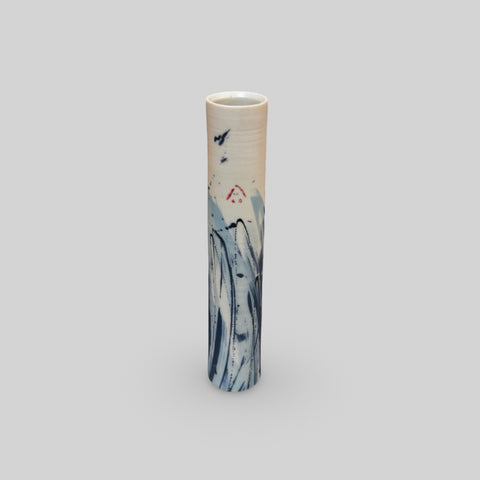 Ali Tomlin ‘Turquoise Teal Monoprint Single Stem Vase’ (AT21) ceramic H14xD3cm