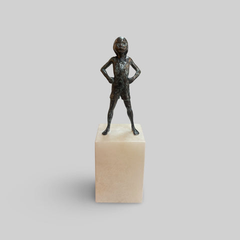 Alison Bell 'On the Warpath' bronze on alabaster 4 of 25 H35xW10xD10cm
