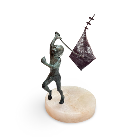 Alison Bell 'Perseverance' bronze on alabaster H23xW16xD20cm