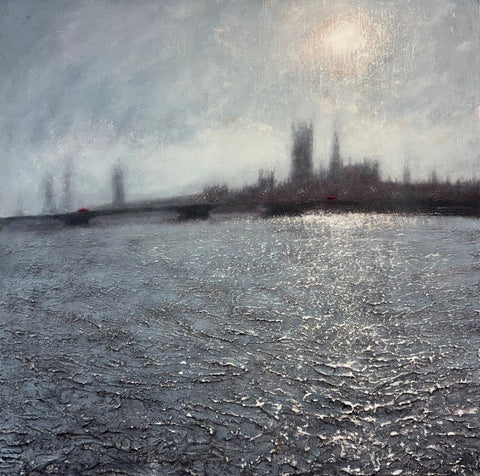 Alison Groom  'Waterloo Waves' oil over textured acrylic on board 85x85cm