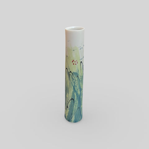 Ali Tomlin ‘Single Stem Vase (Monoprint Teal & Lime)’ AT4 porcelain H14xD3cm