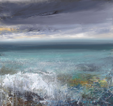 Amanda Hoskin 'Capturing a Moment, Cornish Seas' oil on mylar paper 27x27cm