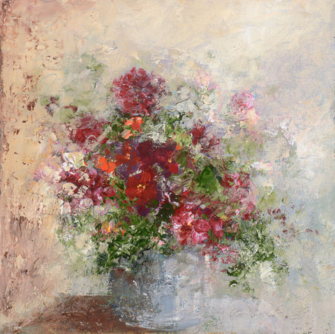 Amanda Hoskin 'Studio Flowers' oil on board 20x20cm