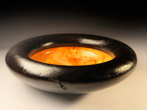 Angus Clyne 'Spalted Syacamore Bowl Burnt Rim No 20' 53x18cm (21x7ins)