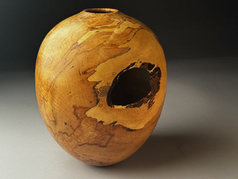 Angus Clyne 'Spalted Sycamore Vase' No 127 28x23cm