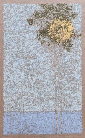 Angus Hampel ‘Flutter’ oil and gold leaf on linen 54x34cm