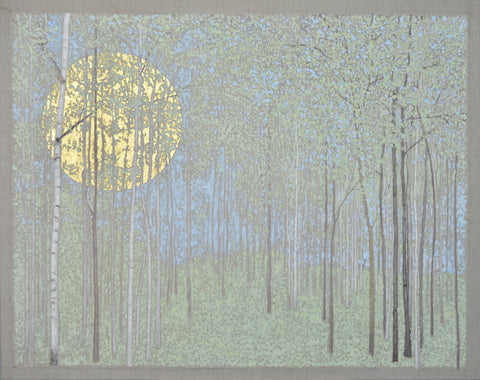 Angus Hampel 'Quivering Life' oil and gold leaf on linen 67x85cm