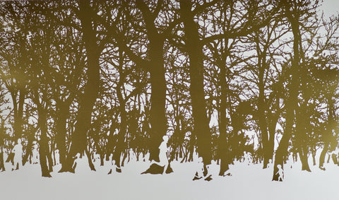 Angus Hampel 'Trees of life' metal leaf on Somerset rag (100% cotton paper) Ed of 90 53x82cm