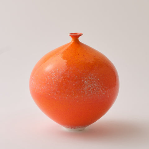 Anne Zieler 'Fall III' (orange) white stoneware with wood ash glaze 20.5x18cm