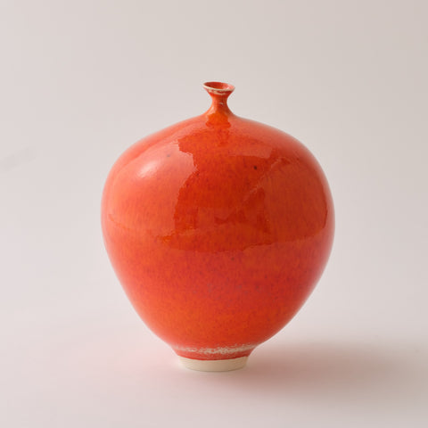 Anne Zieler 'Fall II' (orange) white stoneware with wood ash glaze 22.5x18cm