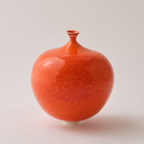 Anne Zieler 'Fall V' (orange) white stoneware with wood ash glaze 19x16cm