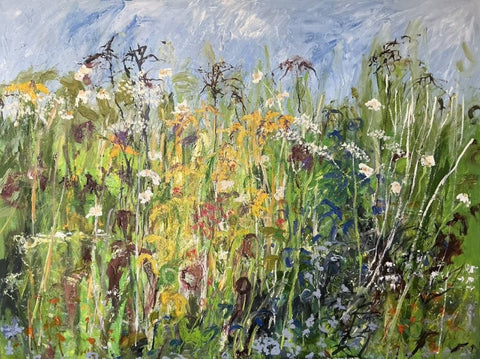 Annie Rouse 'Hedgerow (cinder path)' oil on canvas 91x122cm