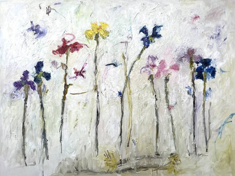 Annie Rouse 'Iris VIII' oil on canvas 91x122cm