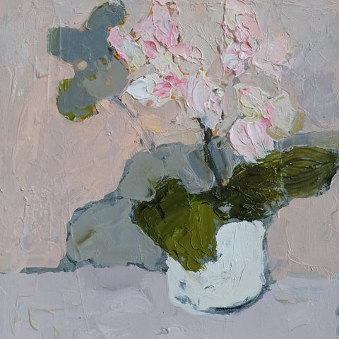 Annie Rouse 'Cyclamen in Pot' oil on canvas 25x30cm