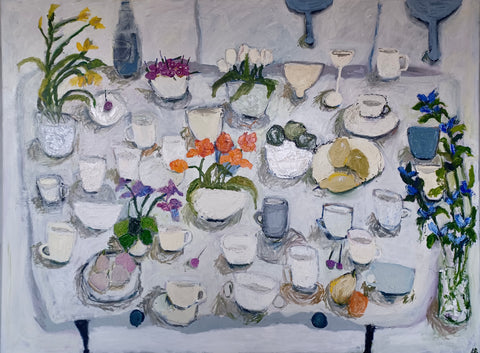 Annie Rouse 'Flowers and Cups' oil on canvas 90x120cm