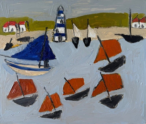 Annie Rouse 'Sailing Sunday' oil on board 25x30cm