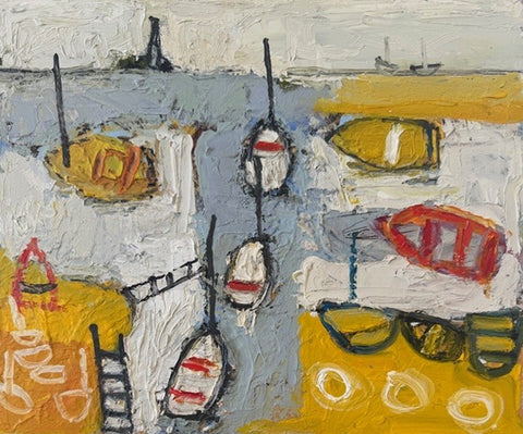 Annie Rouse 'Sandbanks' oil on board 25x30cm