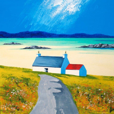 Anthony Barber 'A Room with a View - Eriskay' acrylic on heavyweight watercolour paper 36x36cm (46x46cm framed)